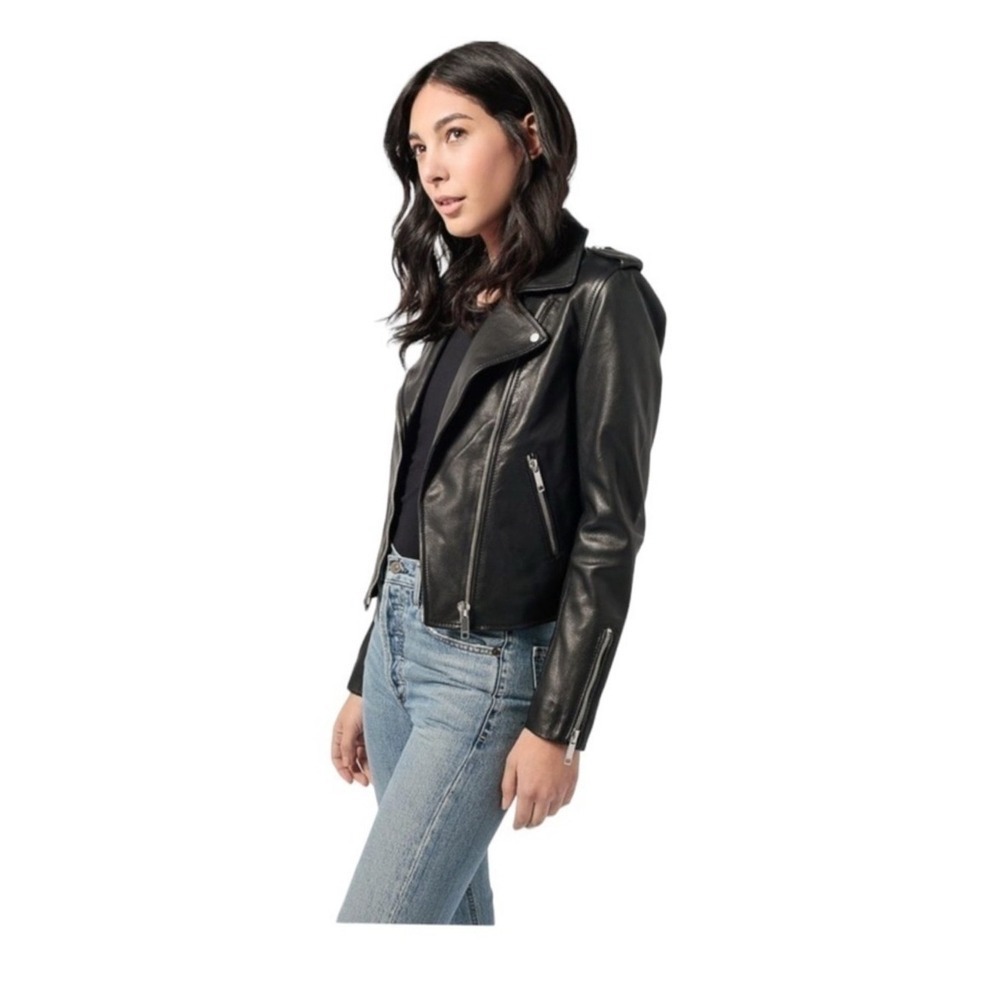 LTH JKT KaS Modern Leather Biker Jacket Women's Size S Black Moto
